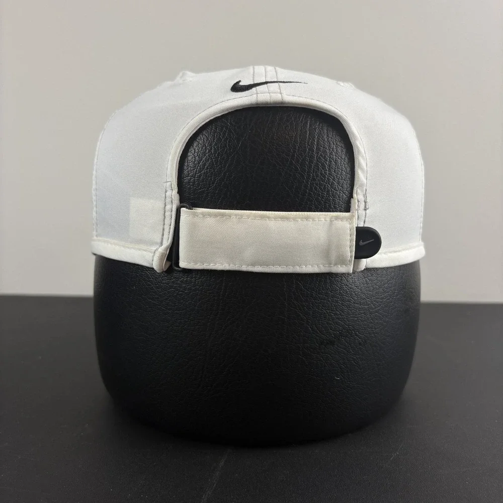 Nike Featherlight Dri-Fit Hat White Black Swoosh Tennis Running Cap Adjustable